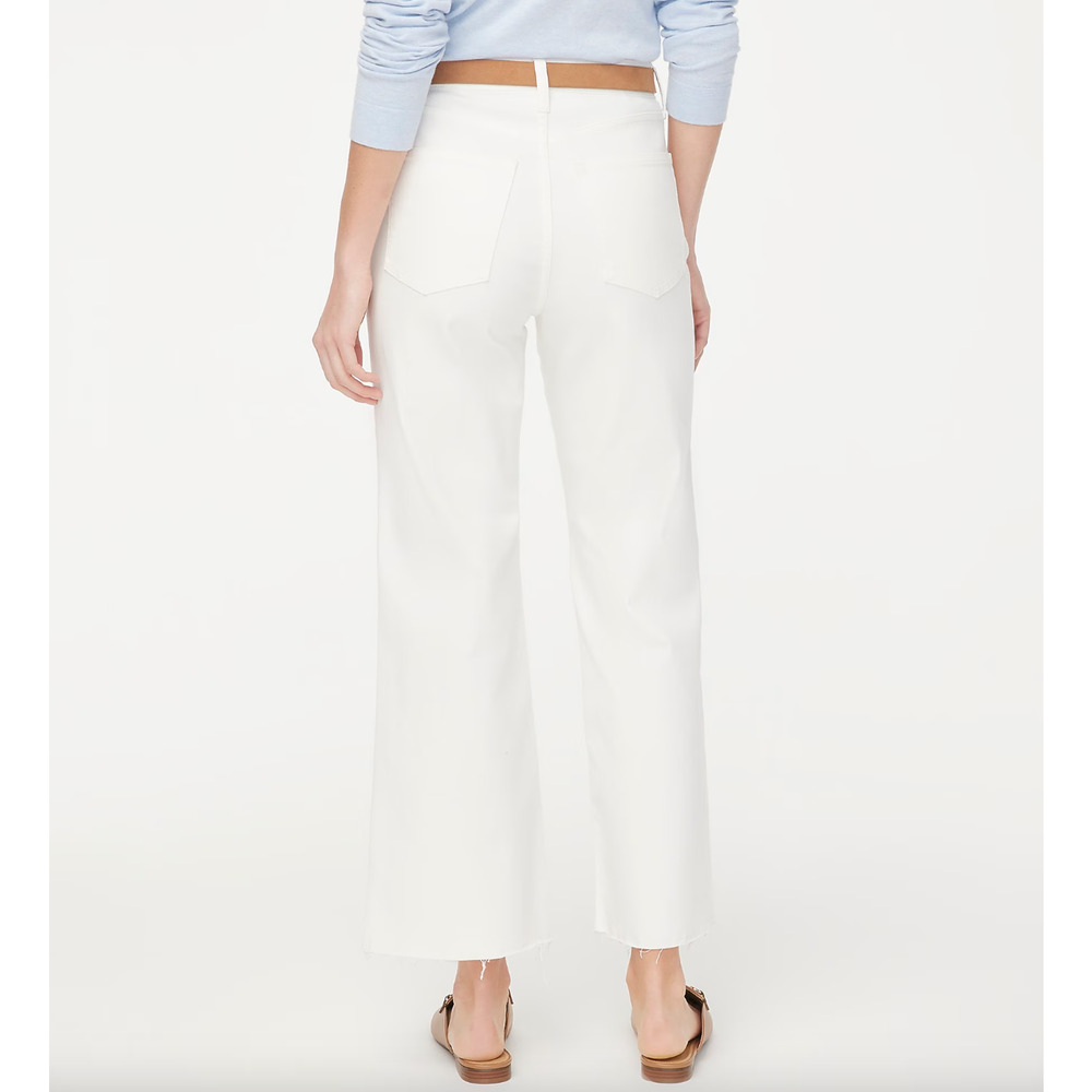 J.Crew Wide Leg Cropped Jean All Day Stretch White Stretch Denim US 34 NWT - Picture 2 of 11